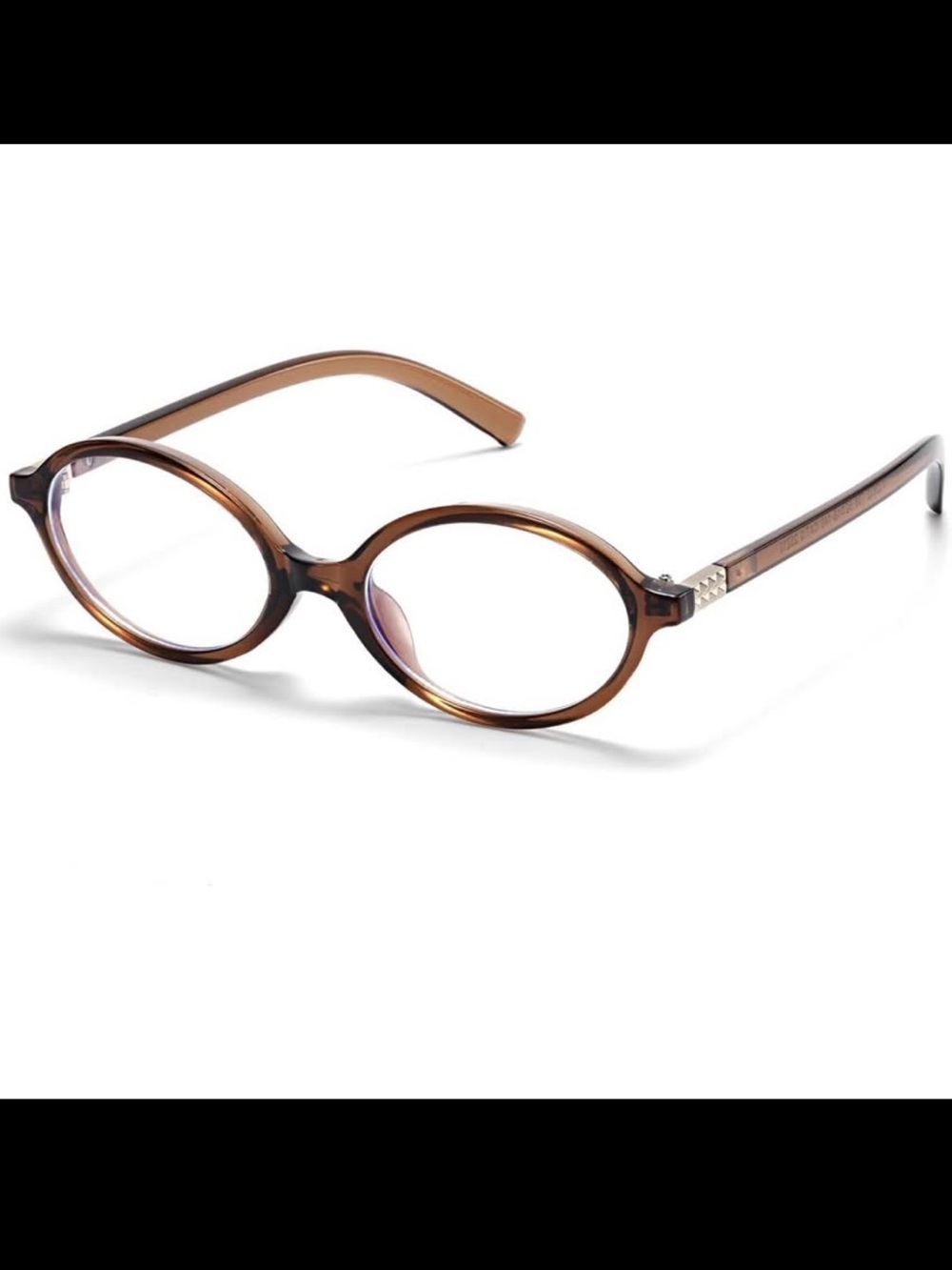 Women's Oval Brown Blue Light Glasses